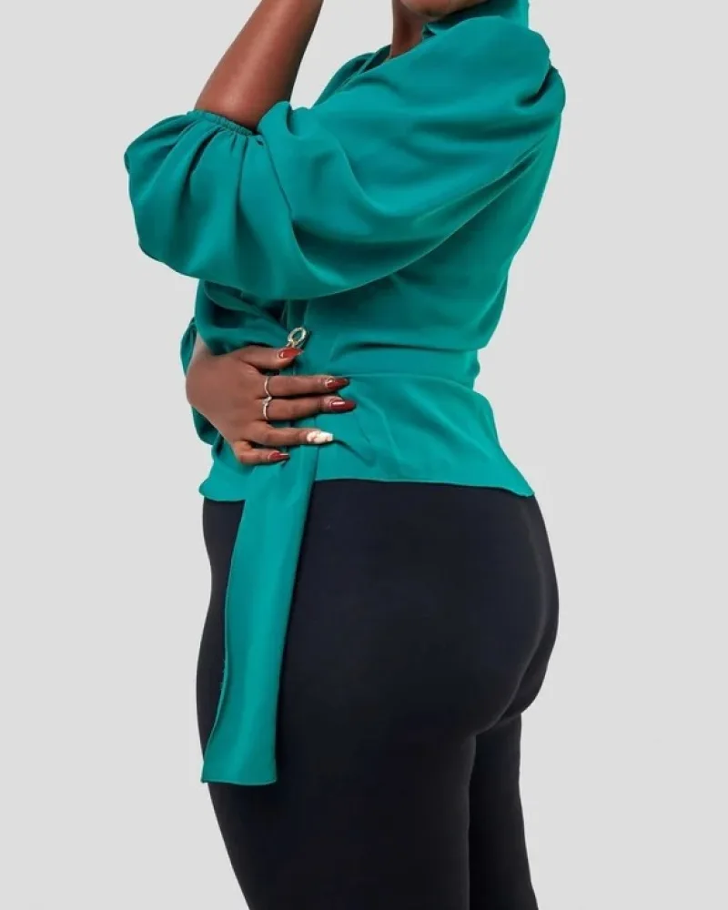 Wrap Blouse - Green view 3