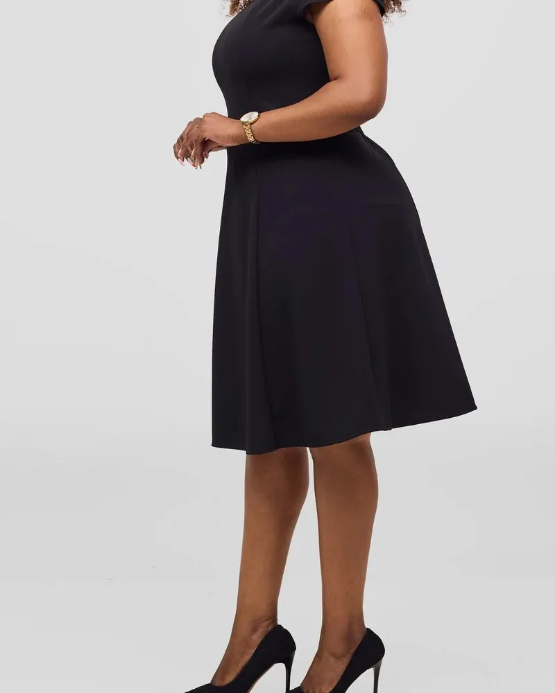 Basic Escape A-Line Dress in Ponte - Black view 2
